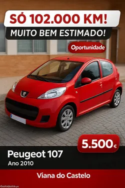 Peugeot 107 Urban 4p com Ar Cond. - 5200 p/ vender até segunda