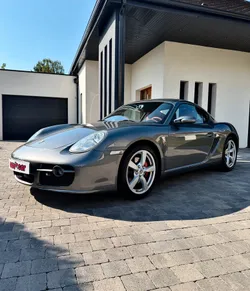 PORSCHE CAYMAN S 295CH 3.4 987 / Intérieur Terracotta / Gris Météor / Jantes 18" / PASM / Volant sport / Climatisation automatique / Entretien a jour et disponible / Garantie 12 mois