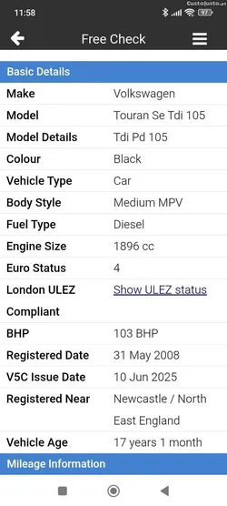 VW Touran Tdi Pd 105