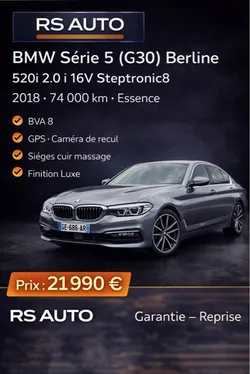 BMW Série 5 (G30) Berline 520i 2.0 i 16V Steptronic8 184 cv Boîte auto