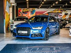 Audi RS6 PLUS 4.0 V8 TFSI 605 CH BLEU ASCARI RS DESIGN BLACK TOIT PANO ACC MATRIX BEAM HIFI BOSE CAMERA 360° PACK RS DYNAMIQE CUIR NAPPA — COLORIS RARE