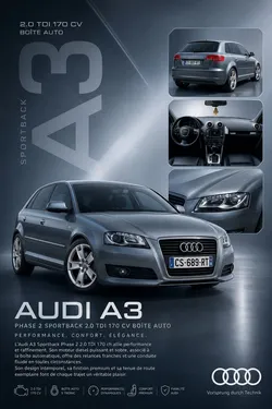 AUDI A3 Phase 2 Sportback 2.0 TDI 170 cv Boîte auto