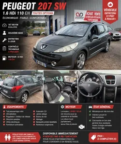 Peugeot 207 sw outdoor 1.6l hdi 110cv 2 eme mains